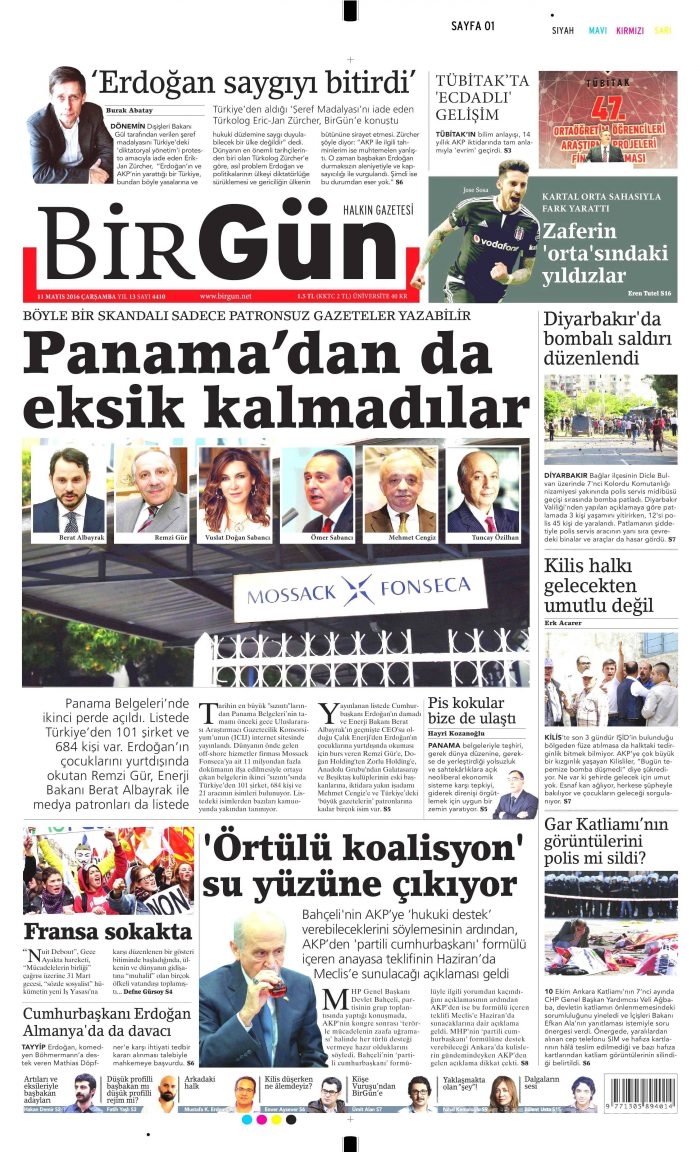 11 Mayıs 2016 gazete manşetleri