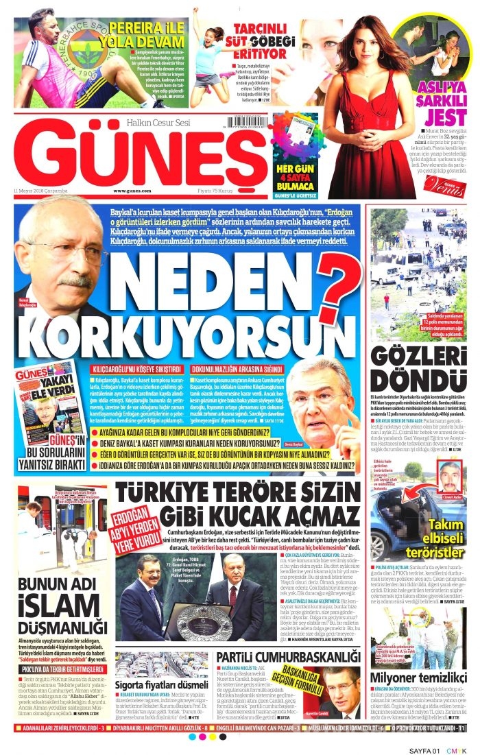 11 Mayıs 2016 gazete manşetleri