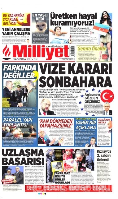 Günün gazete manşetleri  12 Mayıs 2016
