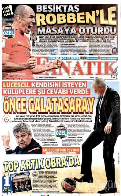 Günün gazete manşetleri  12 Mayıs 2016