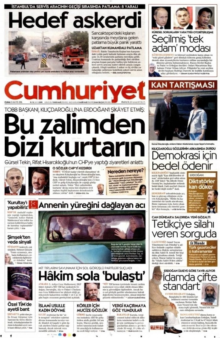 Günün gazete manşetleri 13 Mayıs 2016