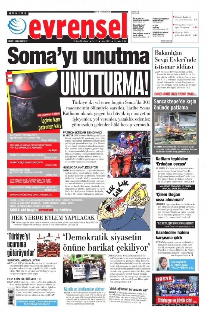 Günün gazete manşetleri 13 Mayıs 2016