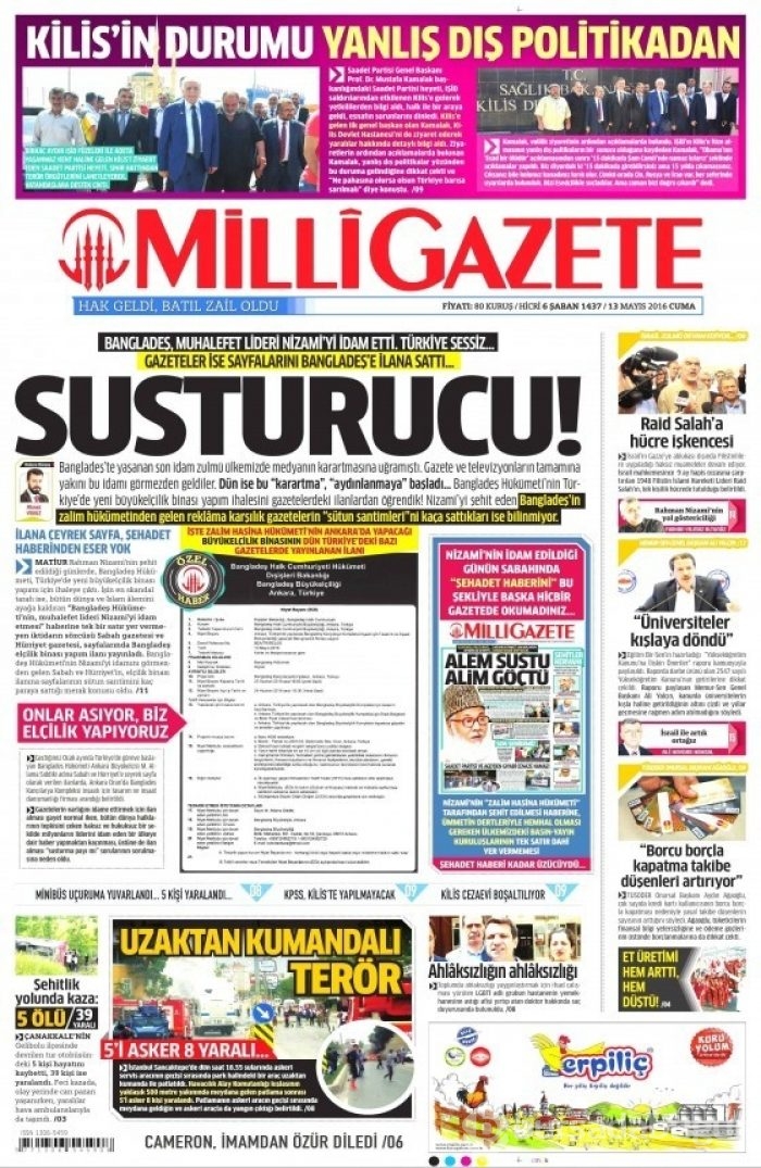 Günün gazete manşetleri 13 Mayıs 2016