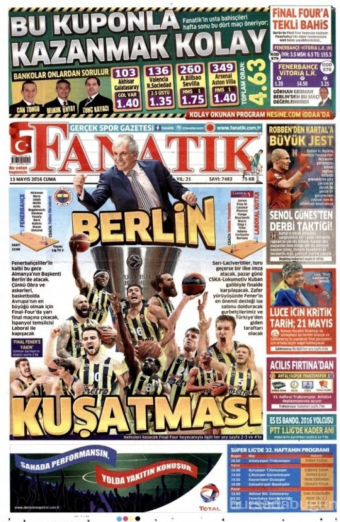 Günün gazete manşetleri 13 Mayıs 2016