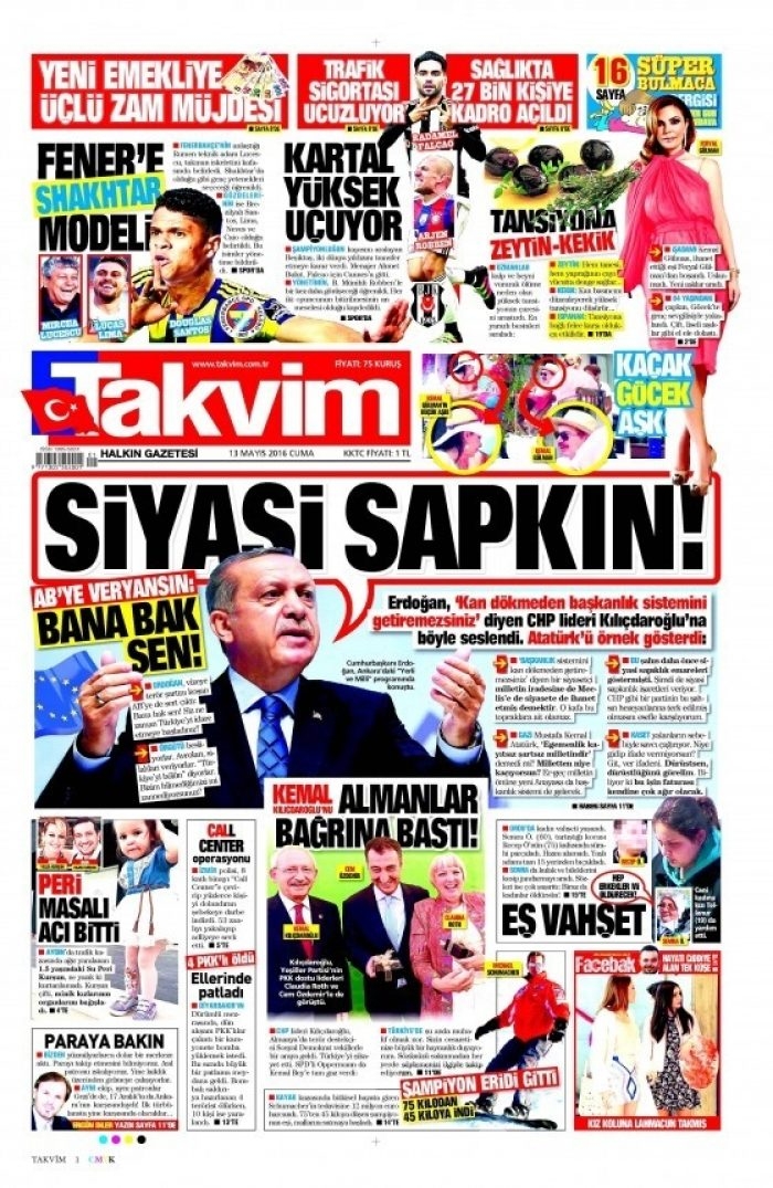 Günün gazete manşetleri 13 Mayıs 2016