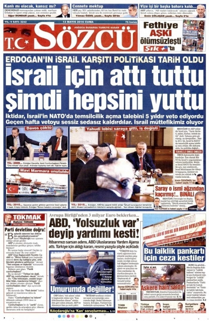 Günün gazete manşetleri 13 Mayıs 2016