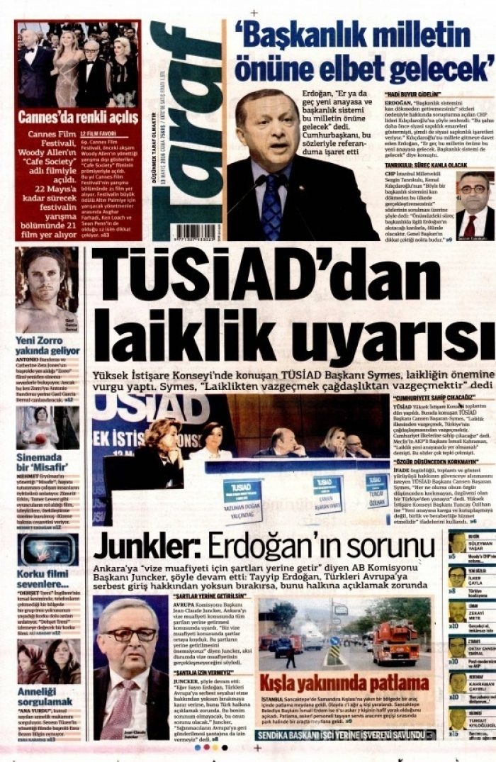 Günün gazete manşetleri 13 Mayıs 2016
