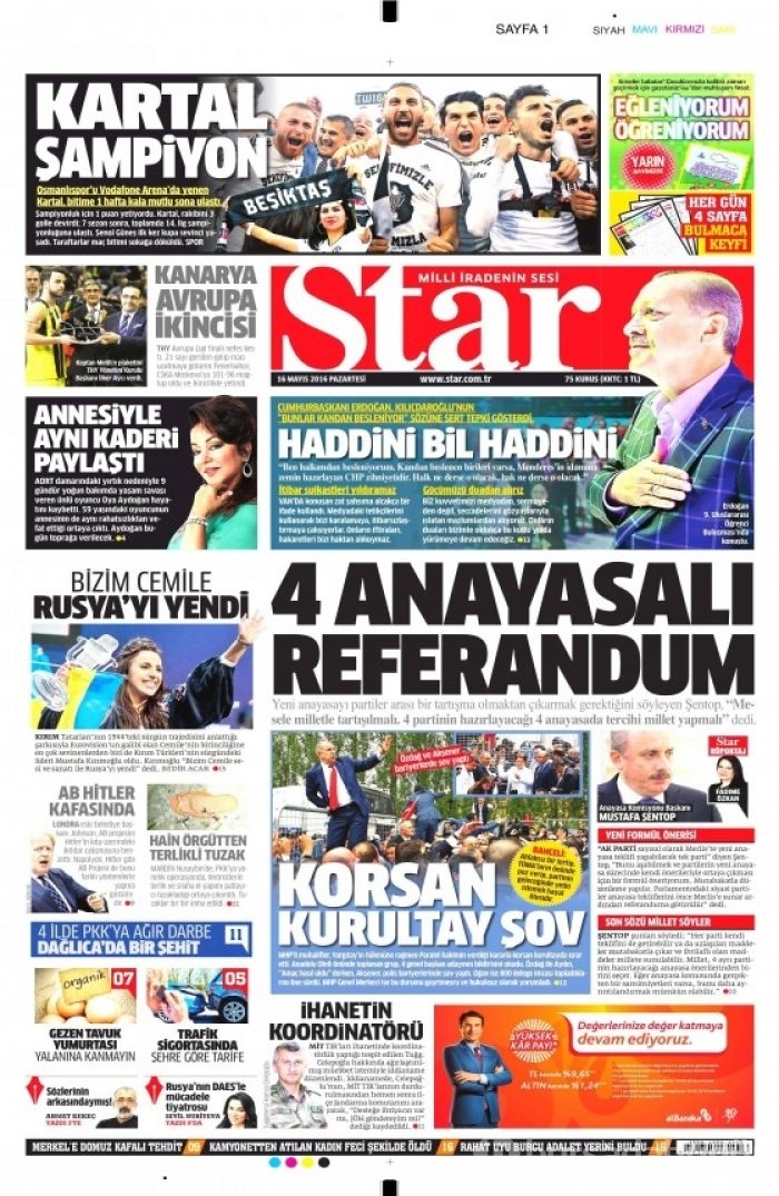 Gazete manşetleri (16.05.2016)