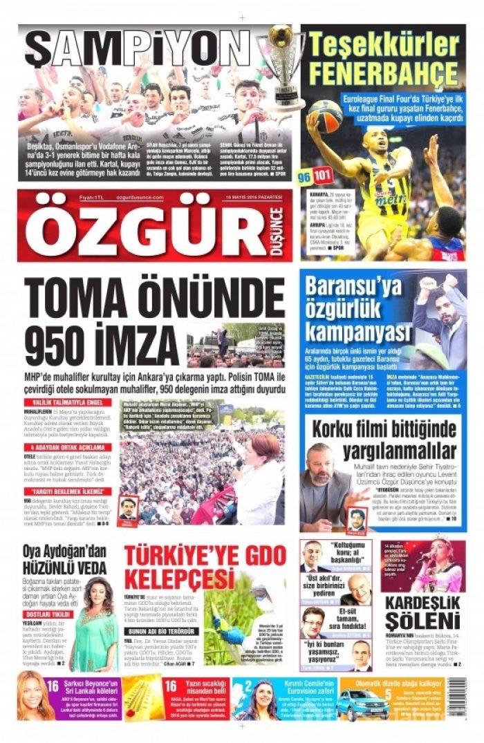 Gazete manşetleri (16.05.2016)