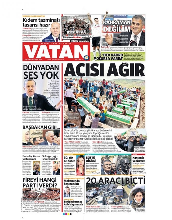 Günün gazete manşetleri  18 Mayıs 2016
