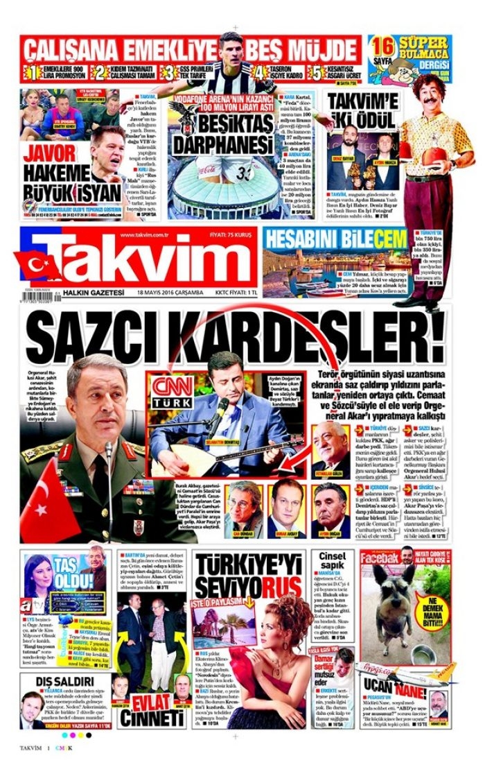 Günün gazete manşetleri  18 Mayıs 2016
