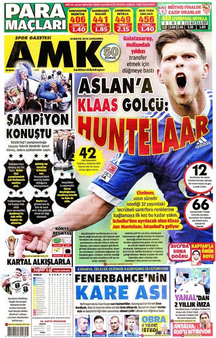 Günün gazete manşetleri  18 Mayıs 2016

