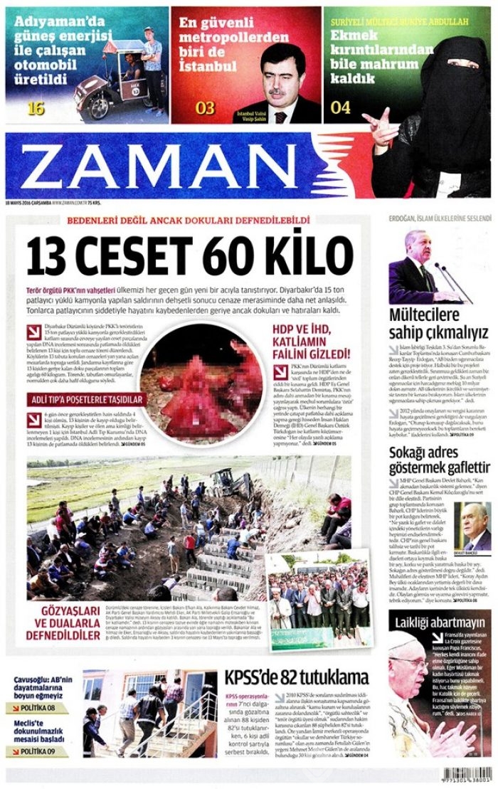 Günün gazete manşetleri  18 Mayıs 2016
