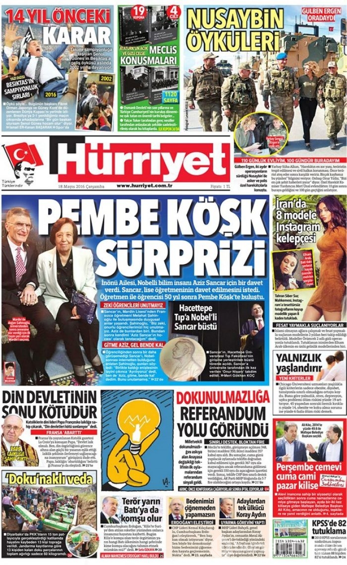 Günün gazete manşetleri  18 Mayıs 2016

