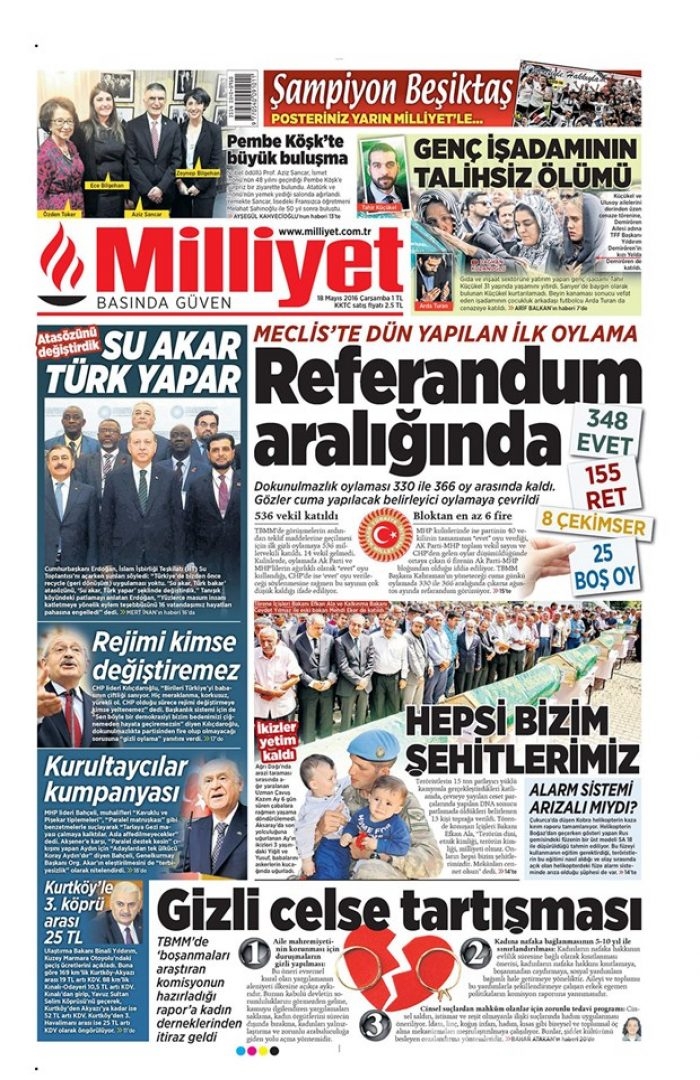 Günün gazete manşetleri  18 Mayıs 2016
