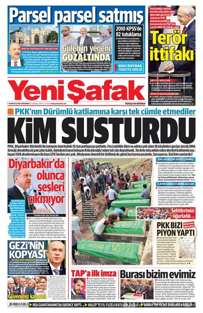 Günün gazete manşetleri  18 Mayıs 2016
