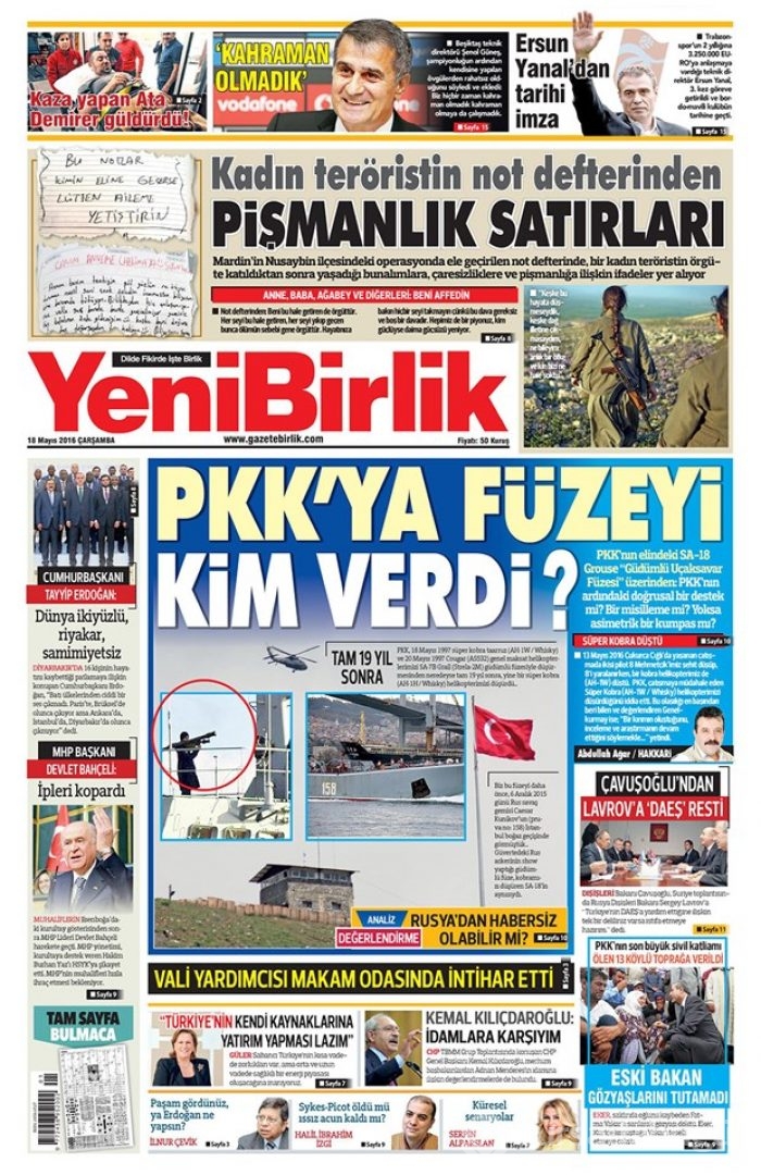 Günün gazete manşetleri  18 Mayıs 2016
