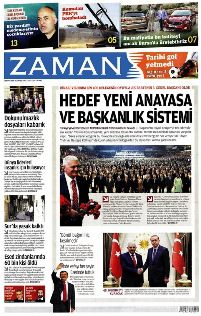Günün gazete manşetleri - 23 Mayıs 2016