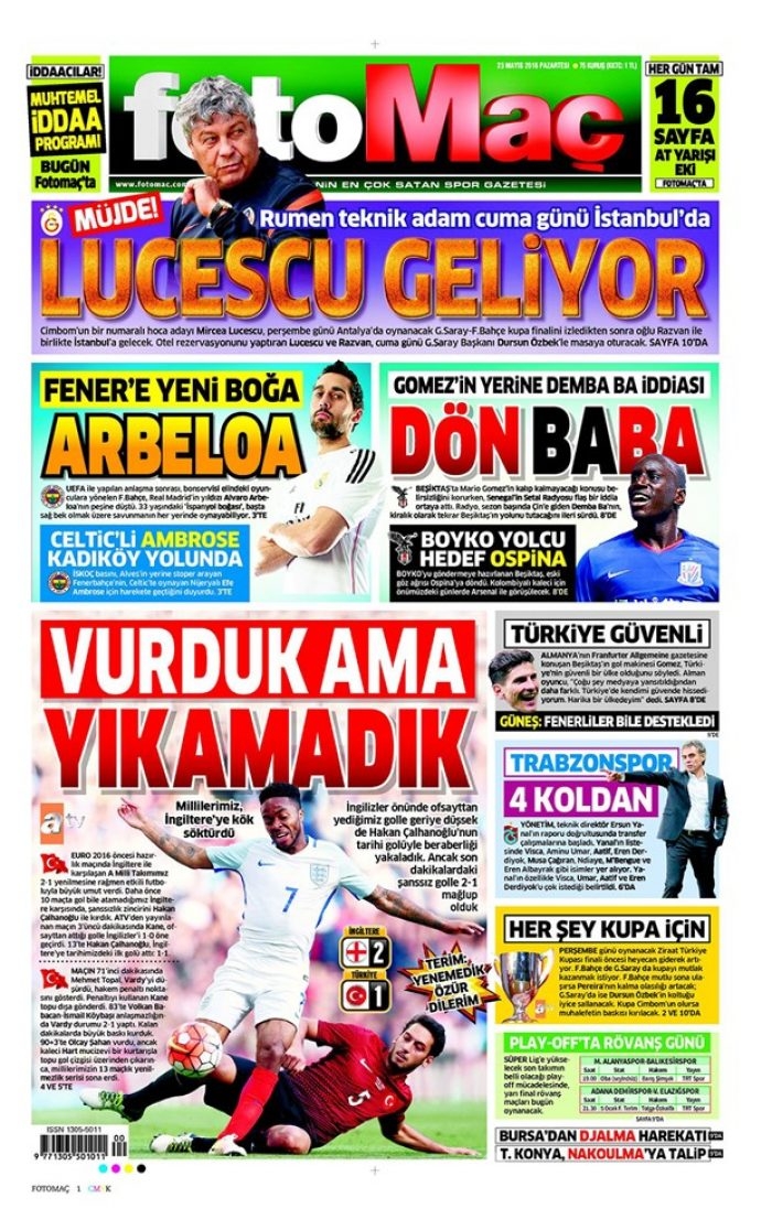 Günün gazete manşetleri - 23 Mayıs 2016