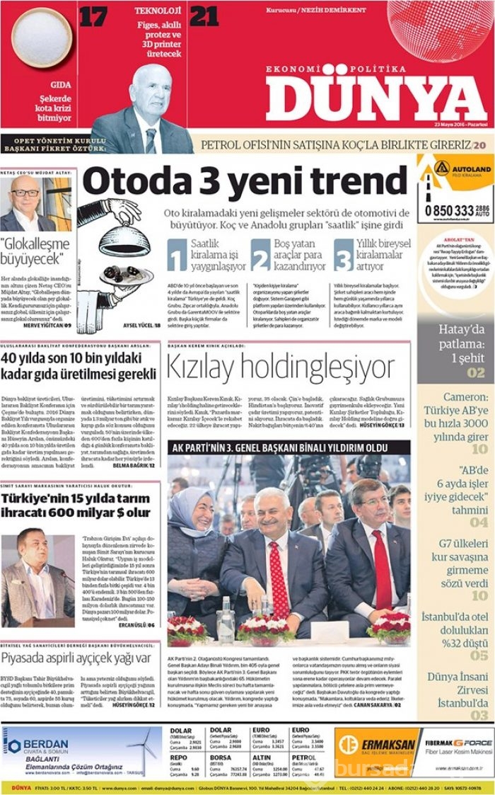 Günün gazete manşetleri - 23 Mayıs 2016