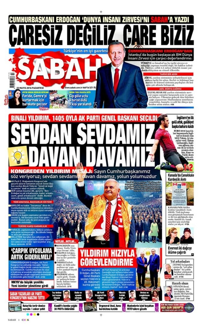 Günün gazete manşetleri - 23 Mayıs 2016