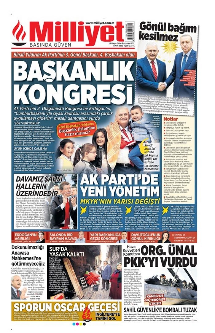 Günün gazete manşetleri - 23 Mayıs 2016