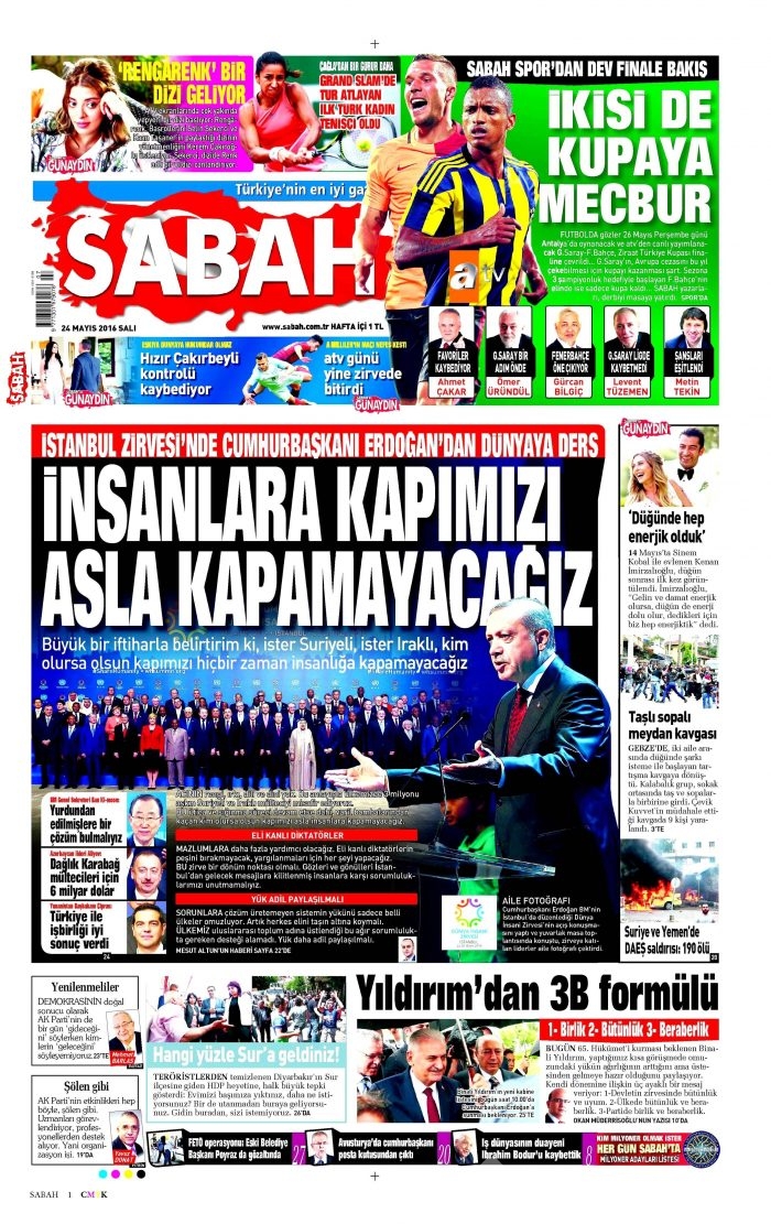24 Mayıs 2016 gazete manşetleri