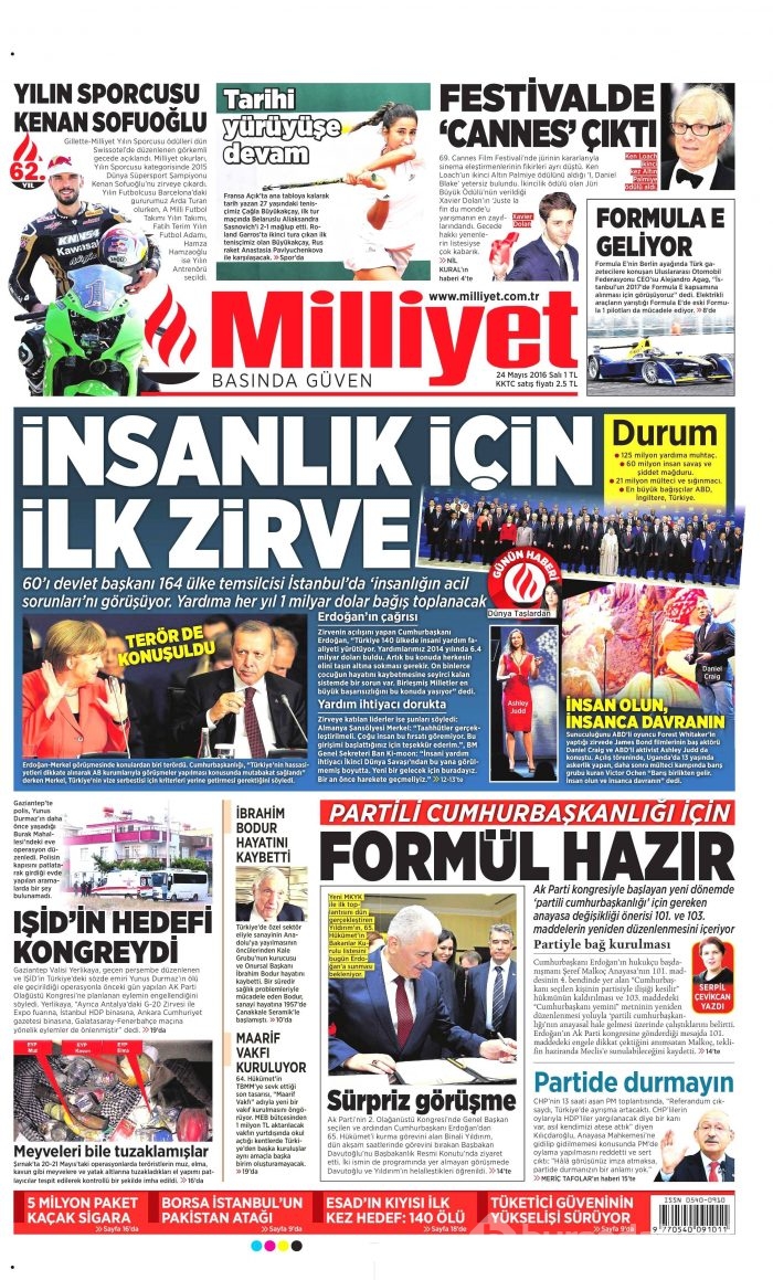 24 Mayıs 2016 gazete manşetleri