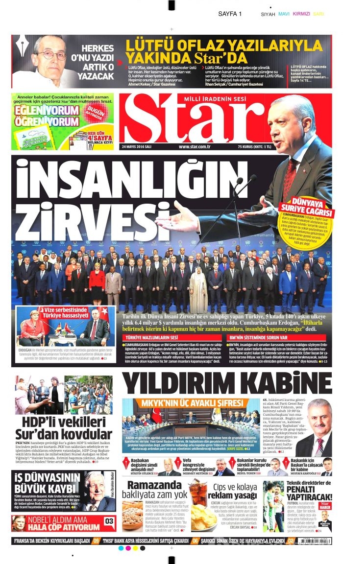 24 Mayıs 2016 gazete manşetleri