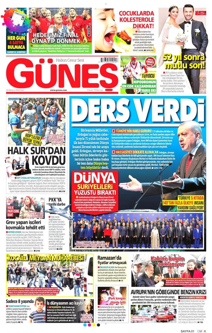 24 Mayıs 2016 gazete manşetleri