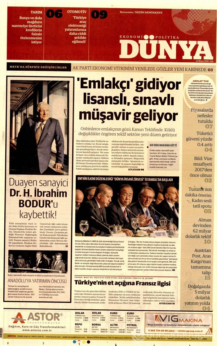 24 Mayıs 2016 gazete manşetleri