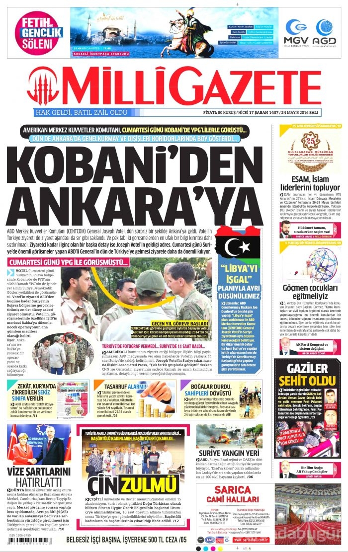 24 Mayıs 2016 gazete manşetleri