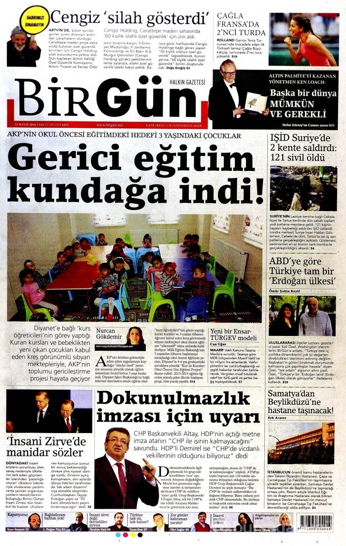 24 Mayıs 2016 gazete manşetleri