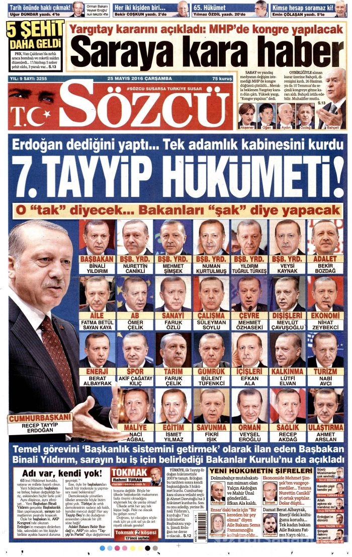 25 Mayıs 2016 gazete manşetleri