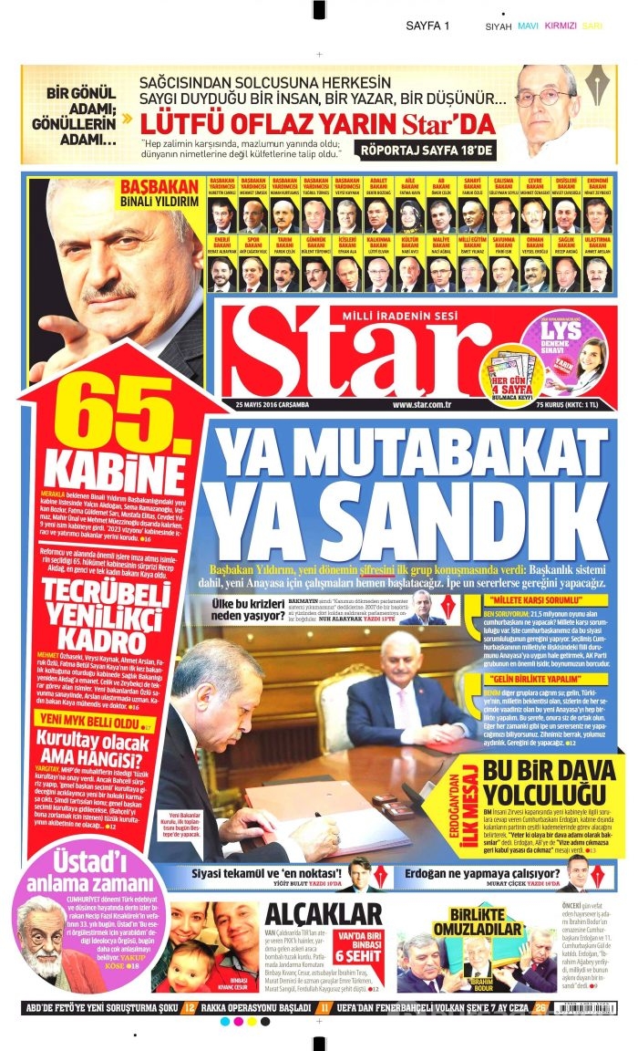 25 Mayıs 2016 gazete manşetleri
