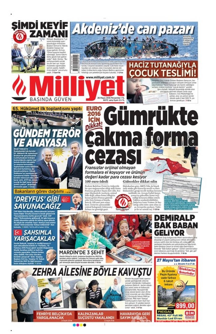 Günün gazete manşetleri - 26 Mayıs 2016
