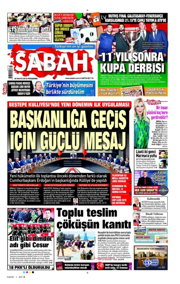 Günün gazete manşetleri - 26 Mayıs 2016

