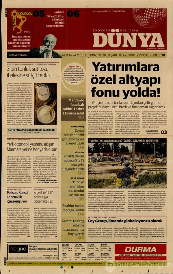 Günün gazete manşetleri - 26 Mayıs 2016
