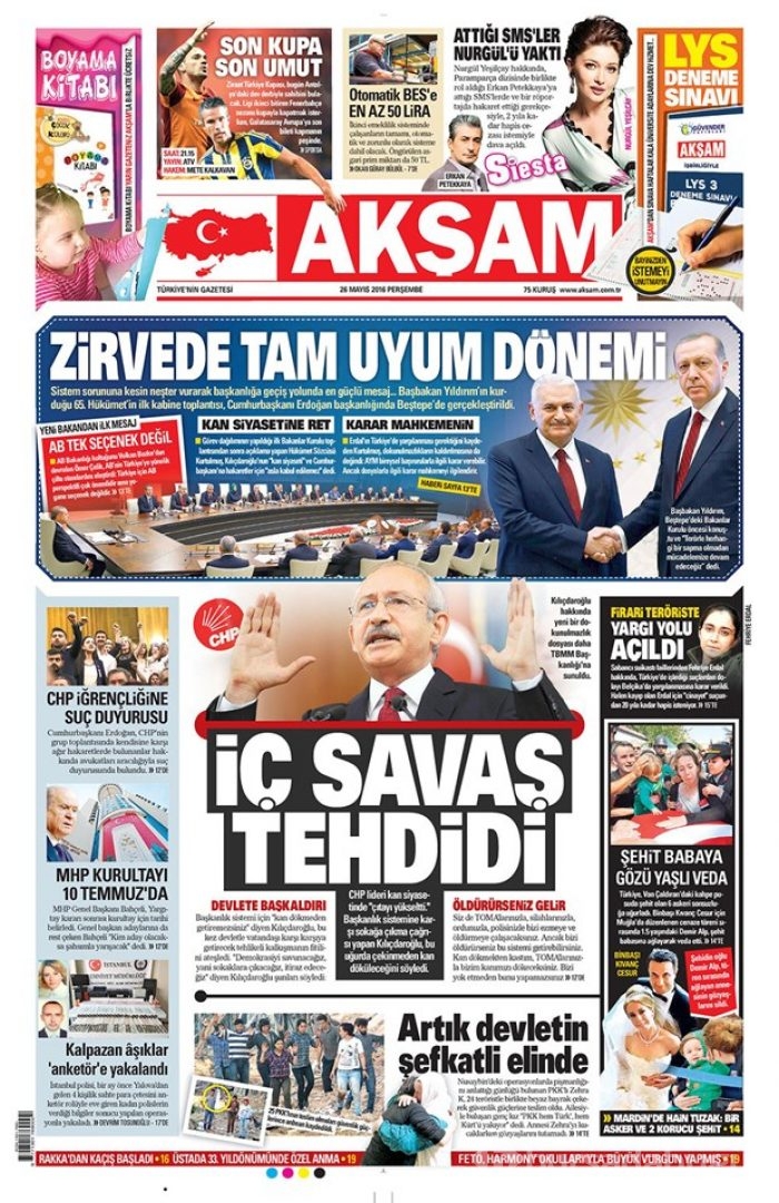 Günün gazete manşetleri - 26 Mayıs 2016
