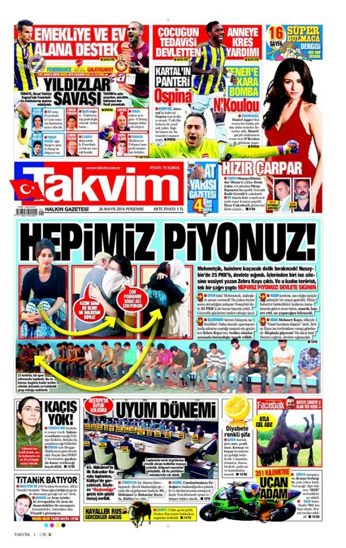 Günün gazete manşetleri - 26 Mayıs 2016
