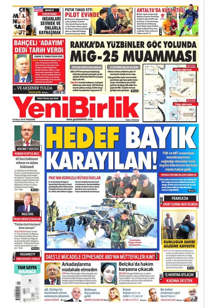 Günün gazete manşetleri - 26 Mayıs 2016
