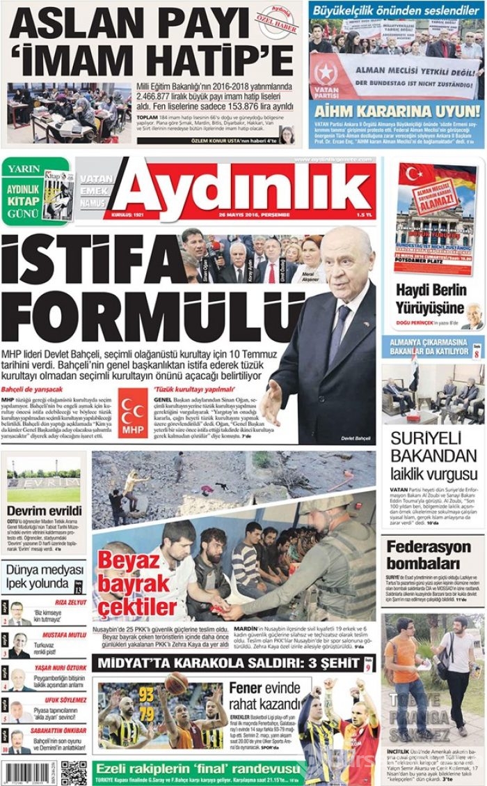 Günün gazete manşetleri - 26 Mayıs 2016
