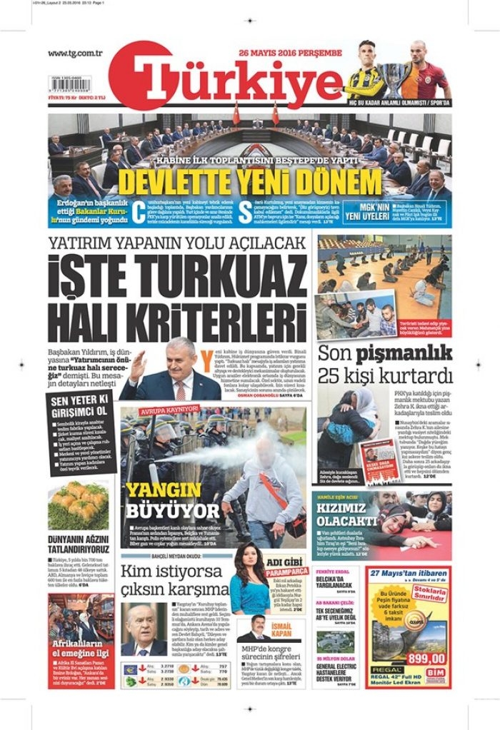 Günün gazete manşetleri - 26 Mayıs 2016
