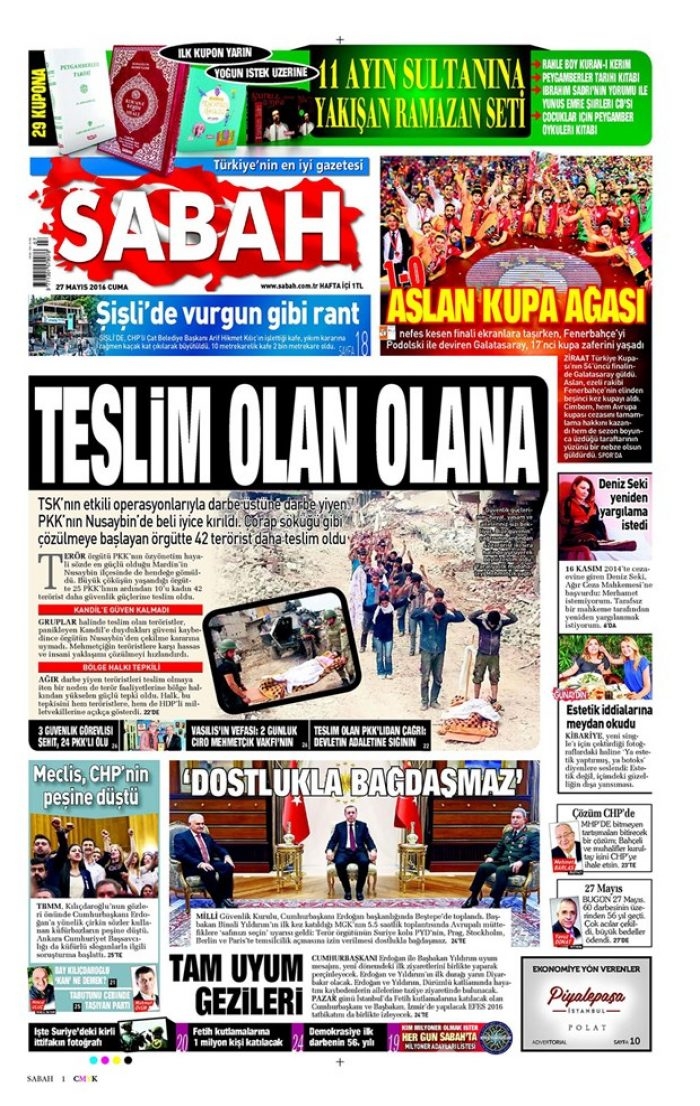 Günün gazete manşetleri - 27 Mayıs 2016
