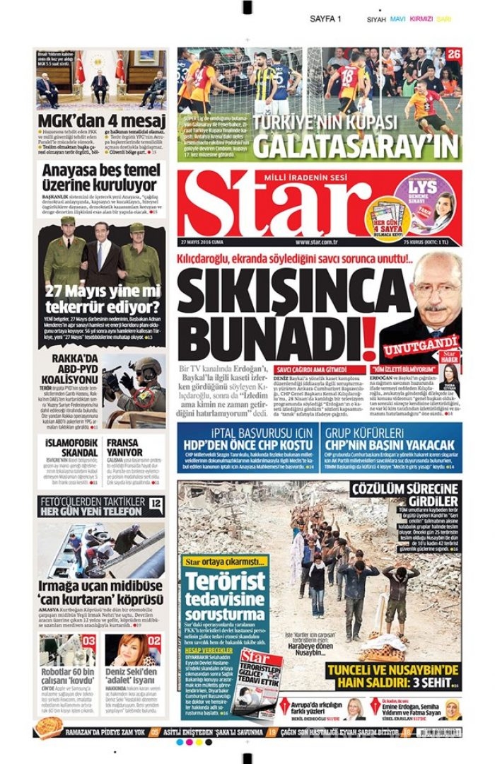 Günün gazete manşetleri - 27 Mayıs 2016
