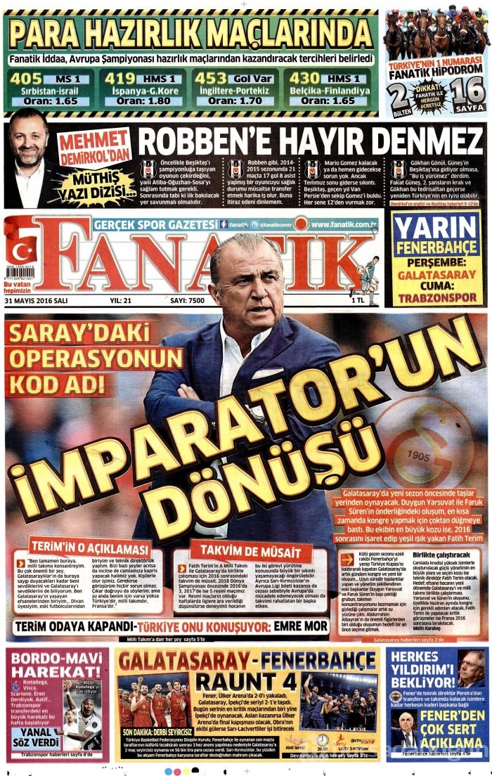 31 Mayıs 2016 gazete manşetleri
