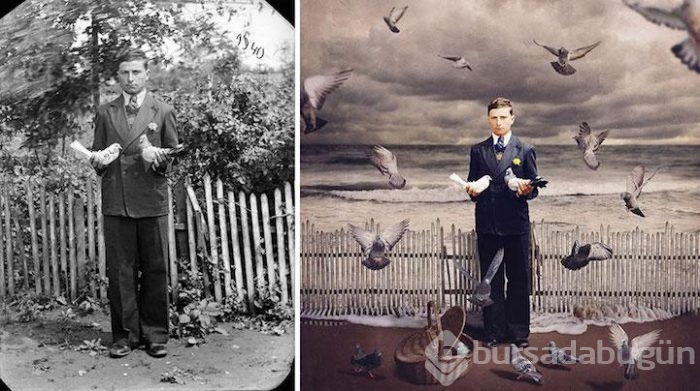 Eski fotoğraflarla oynadı
