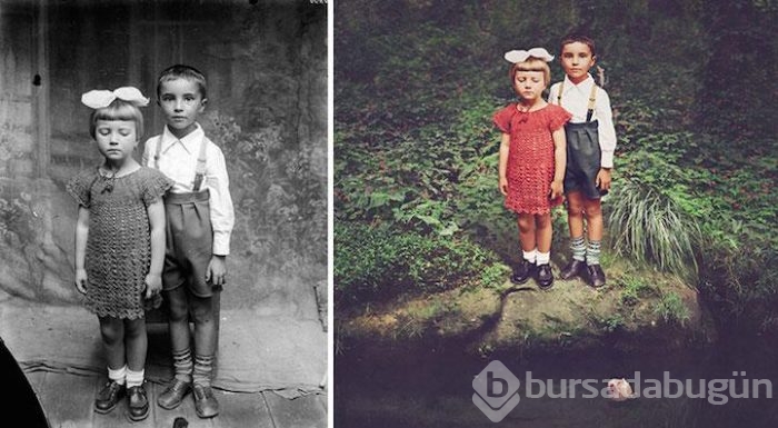 Eski fotoğraflarla oynadı