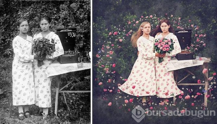 Eski fotoğraflarla oynadı