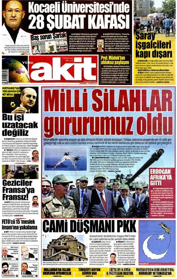 Günün gazete manşetleri 1 Haziran 2016